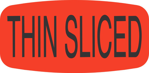Thin Sliced Label 0.625X1.25 IN Black Fluorescent Red Short Oval 1000 Count/Roll 50 Rolls/Case 50000 Count/Case