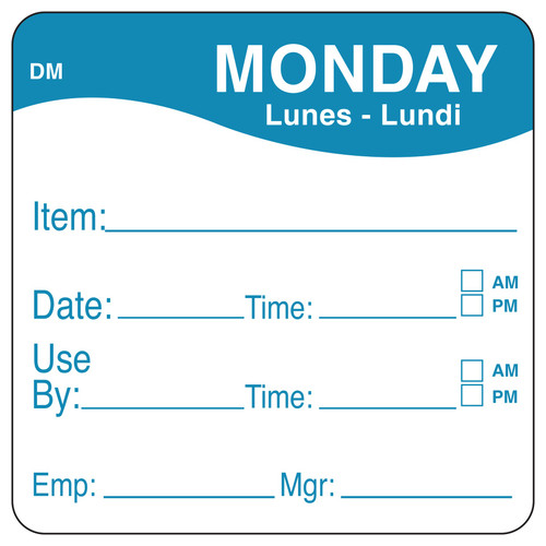 DissolveMark® Monday Label 2X2 IN 250/Roll