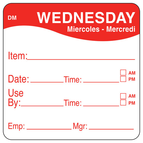 DissolveMark® Wednesday Label 2X2 IN 250/Roll