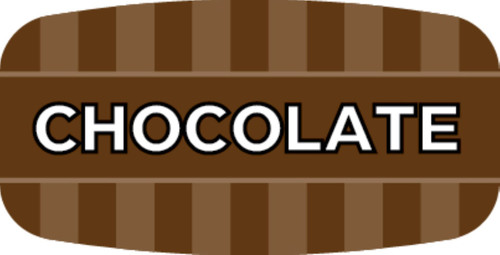 Chocolate Bakery Flavor Label 0.625X1.25 IN Brown Oval 4 Color Process UV 1000 Count/Roll 50 Rolls/Case 50000 Count/Case