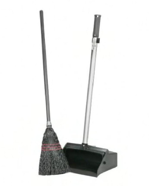 SKILCRAFT® Lobby Broom 12X11 IN 30 32IN Natural PP Wood Aluminum Flagged Angled TAA Compliant 12 Count/Case