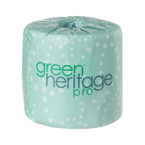 Green Heritage Pro Toilet Paper & Tissue Roll 4X3.1 IN 1PLY White Septic Safe 1000 Sheets/Roll 96 Rolls/Case