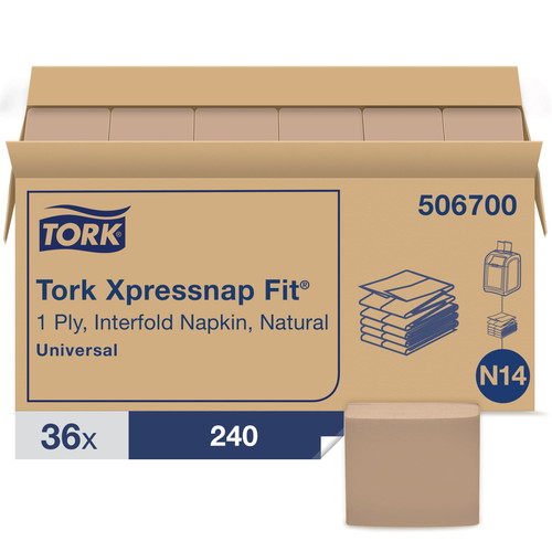 Tork Xpressnap® Dispenser Napkins 8.385X6.496 IN 4.192X3.248 IN 1PLY Interfold Universal Embossed 8640 Count/Case