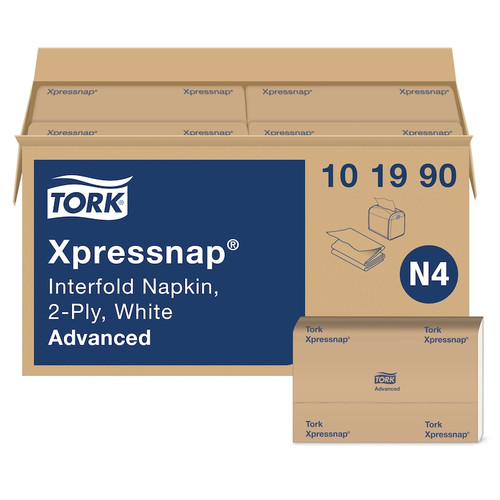 Tork Advanced Xpressnap® Dispenser Napkins 8.50X6.50 IN White Paper 2PLY Interfold 250 Count/Pack 32 Packs/Case