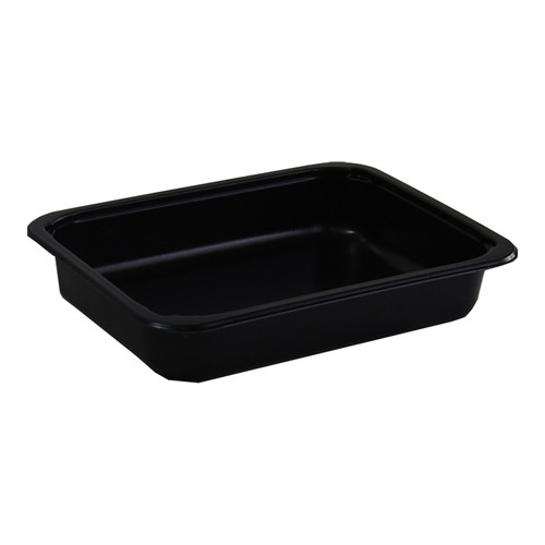 Bakery Tray 32 OZ 6.5X8.5X1.5 IN CPET Black Rectangle Dual Ovenable 390/Case