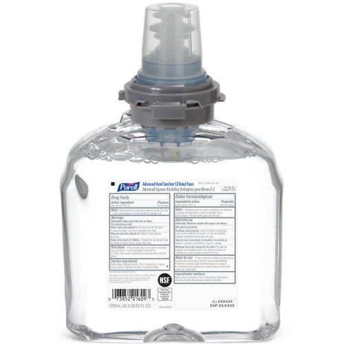 Purell® Hand Sanitizer Foam 1200 mL 3.41X5.47X8.25 IN Fragrance Free 72% Ethyl Alcohol For TFX 2/Case