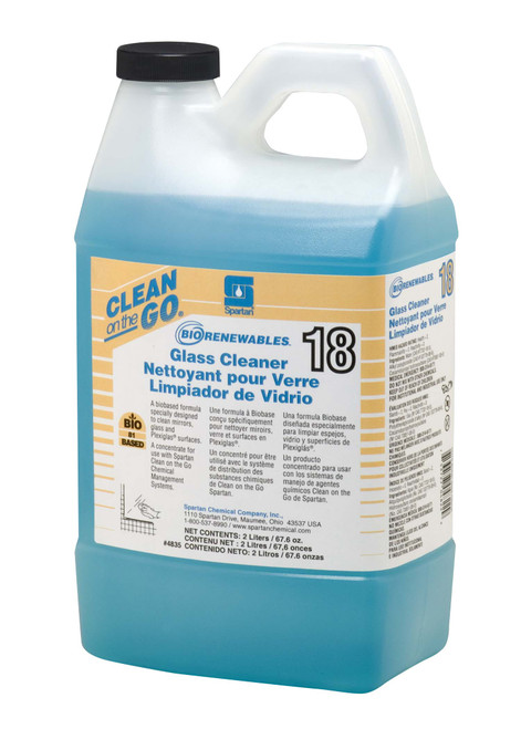 BioRenewables® 18 Waterfall Glass Cleaner 2 L Multi Surface Alkaline Concentrate Bio-Based Cog 4/Case