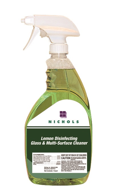 Lemon Disinfectant Cleaner Glass Cleaner 1 QT Multi Surface 12/Case