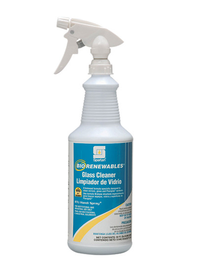 BioRenewables® Waterfall Glass Cleaner 32 OZ Neutral RTU Bio-Based With Trigger Sprayer 12/Box