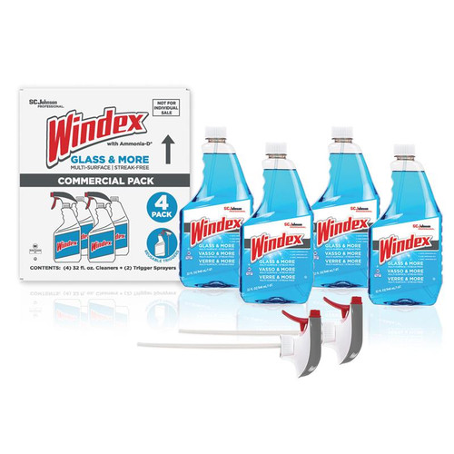 SC Johnson Professional® Windex® Glass Cleaner 32 OZ Capped Bottles With 2 Triggers 4/Case