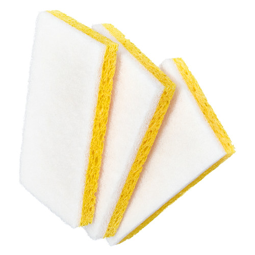 Victoria Bay Scrubbing Sponge 3.3X5.9 IN Light Duty Synthetic Fiber White Yellow 20/Case