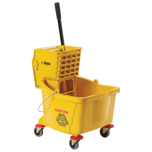 Mop Bucket & Wringer 16.5X23X36 IN 36 QT Plastic Yellow 3 IN Non-Marking Casters 1/Each