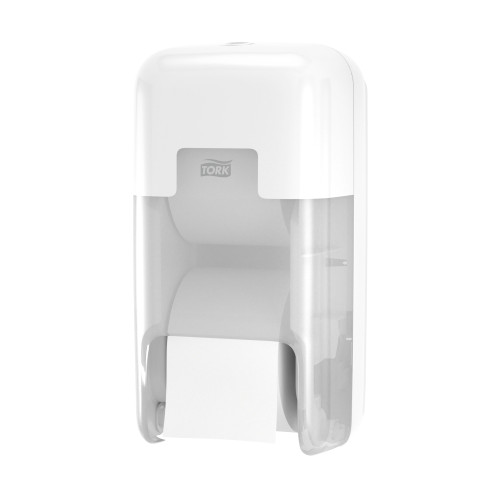 Tork OptiServe® Elevation Design T7/T5 Toilet Paper Dispenser 6.85X6.73X12.71 IN Plastic White 2-Roll Coreless Vertical 1/Each