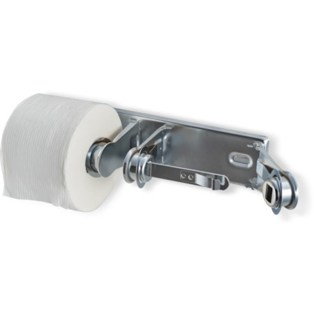 San Jamar Toilet Paper Dispenser 4.75X3.00X12.50 IN Stainless Steel Brushed Nickel Double Roll Locking 1/Each