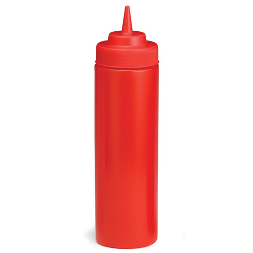 Bottle 24 OZ 2.75X9 IN LDPE PP Red Round Wide Mouth Dishwasher Safe Squeeze 1/Each