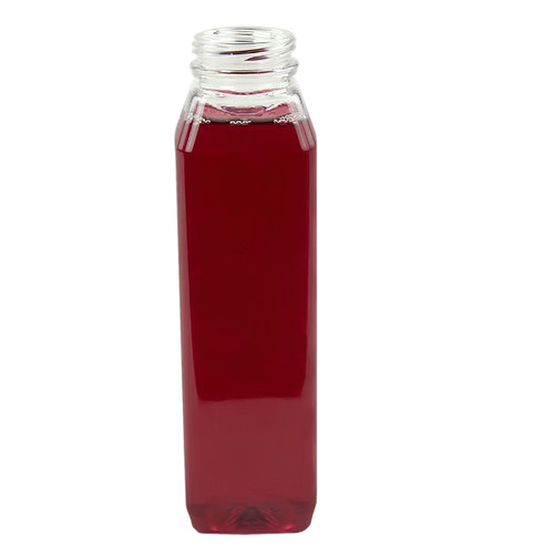 Bottle 12 OZ Clear Square 38MM Double Neck Finish 28 Gram Bagged 228/Case