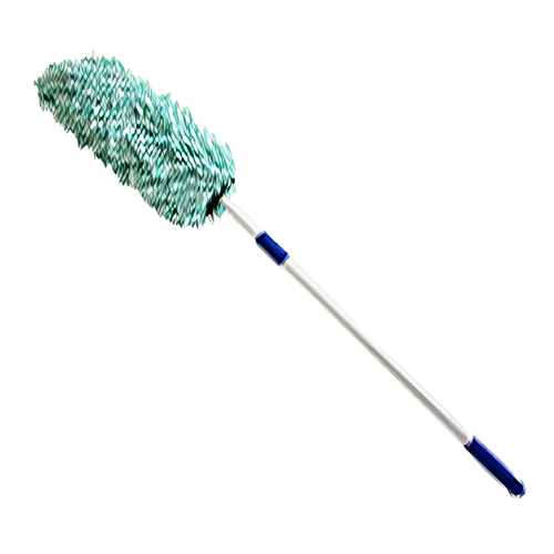 Duster Microfiber Green White Reusable Launderable 34-51 In Extension Handle Wave Material 1/Each