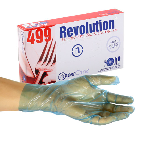 Revolution™ General Purpose Gloves Medium (MED) Blue Vinyl Powder-Free 100 Count/Pack 10 Packs/Case 1000 Count/Case