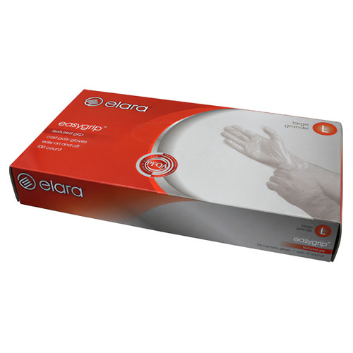 Gloves Large (LG) Clear Textured PET 100 Count/Pack 10 Packs/Case 1000 Count/Case