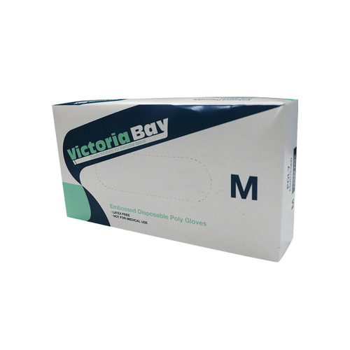 Victoria Bay Gloves Medium (MED) Clear Heavy Duty HDPE Powder-Free Poly 500 Count/Pack 10 Packs/Case 5000 Count/Case