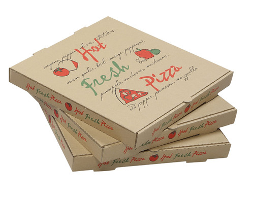 Pizza Box 28X28X2 IN Corrugated Cardboard Kraft/Kraft Stock Print C-Flute 25/Case