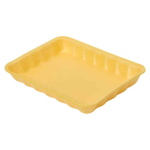 4P Meat Tray 6.75X9.25X1.31 IN 1 Compartment Polystyrene Foam Yellow Rectangle 500/Case