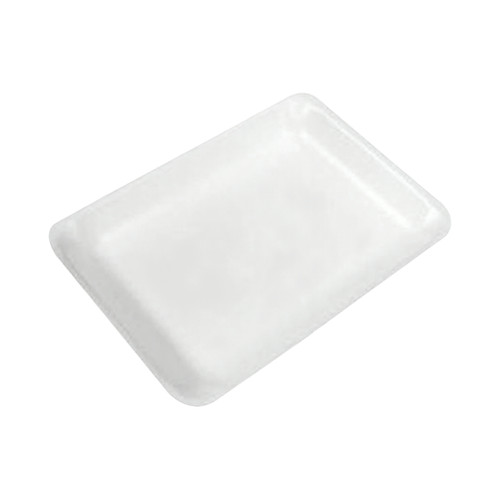 16HS Meat Tray 7.38X12.38X0.63 IN Polystyrene Foam Shallow White Heavy 250/Case
