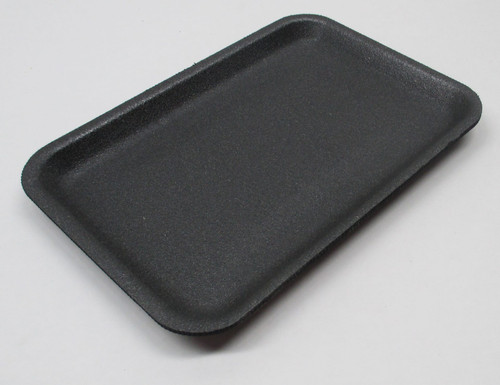 2S Meat Tray 8.25X5.75X0.5 IN Polystyrene Foam Black Rectangle 500/Case