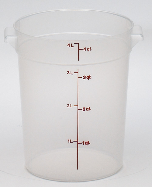 Food Storage Container 4 QT Translucent Round PP Freezer Safe 1/Each