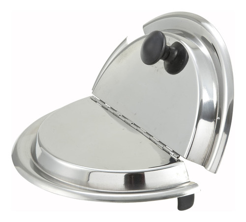 Cover Inset 11.75X11.75X2.38 IN 11 QT Stainless Steel With Hinged Lid Notched 1/Each