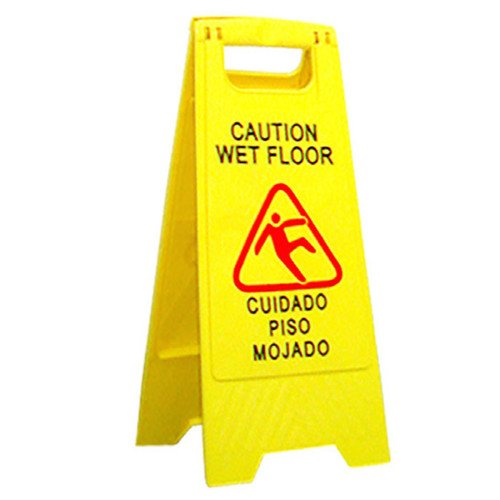 Wet Floor Caution Sign Yellow Plastic Multilingual 1/Each