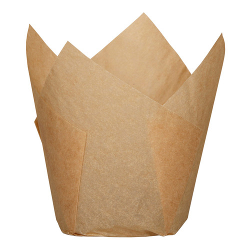 Baking Cup 4X2.25 IN Paper Brown Petal & Tulip Fluted Large Greaseproof 1000/Case