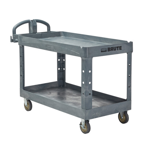 Brute® Utility Cart 55.00X26.00X33.25 IN Gray Heavy Duty With Lipped Shelf Ergonomic Handle 1/Each