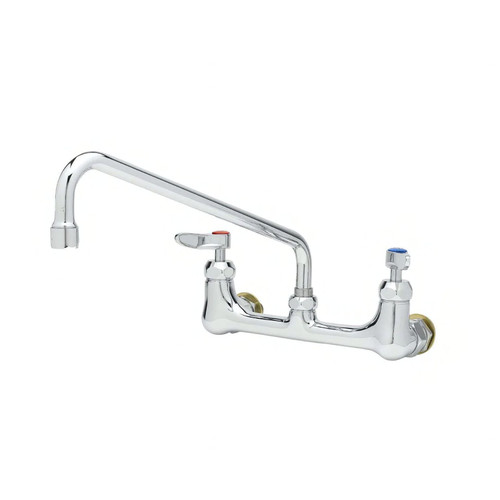 Faucet Chrome Plated Brass 12 IN Nozzle Wall Mount 8 IN Centers Cerama Cartridges 1/Each