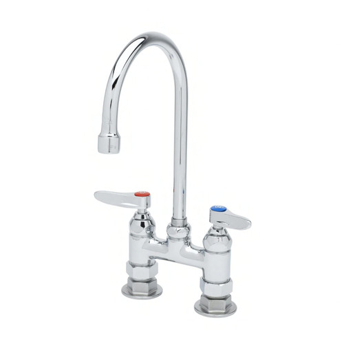 Faucet 11.75 IN Chrome Plated Brass Deck Mount 4 IN Centers Swivel Gooseneck 1/Each