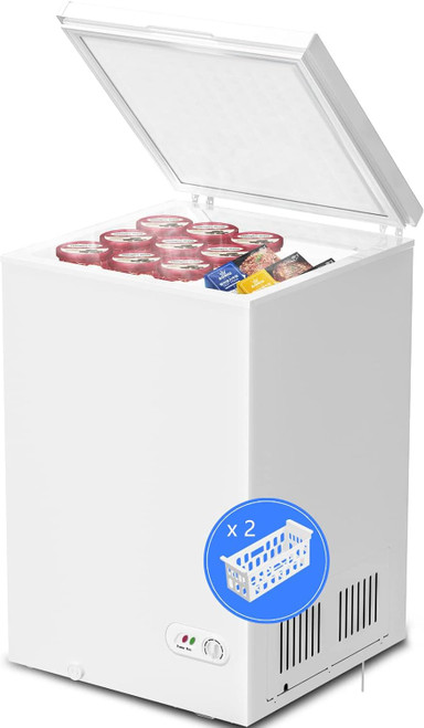 Kismile Chest Freezer 3.5 White With Two Removable Baskets 1/Each