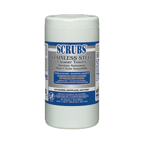 Scrubs® Stainless Steel Cleaner 9.75X10.5 IN Wipe 30 Count/Pack 6 Packs/Case