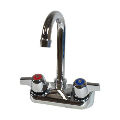 Workforce Faucet Chrome Nickel Plated 4 IN O.C. Splash Mount 3.5 IN Gooseneck Spout Wall Mount 1/Each