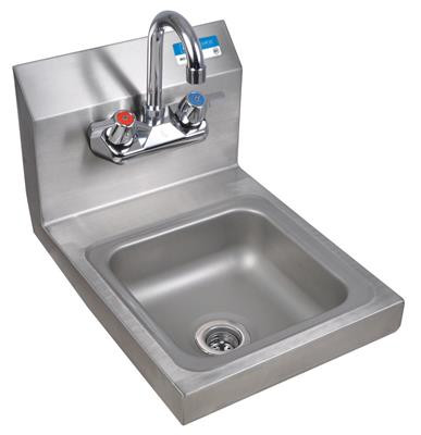 Space Saver Hand Sink Stainless Steel 4 IN O.C. Splash Mount With Faucet Wall Mount 1/Each