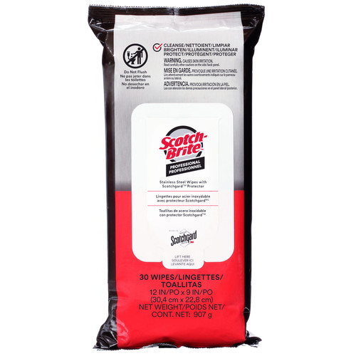Scotch-Brite™ Scotchgard™ Stainless Steel Cleaner Degreaser 12X9 IN Wipe 30 Count/Pack 6 Packs/Case 180 Count/Case