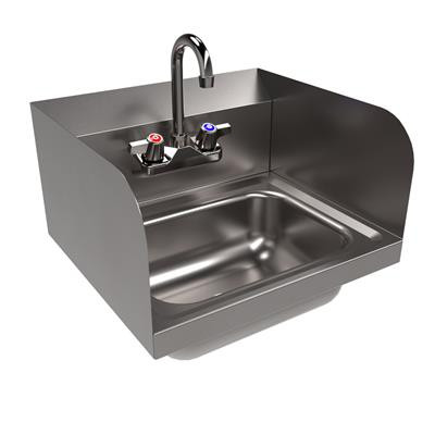 Hand Sink 15.5X17X13.1250 IN Stainless Steel With Side Splashes With Faucet 1/Each