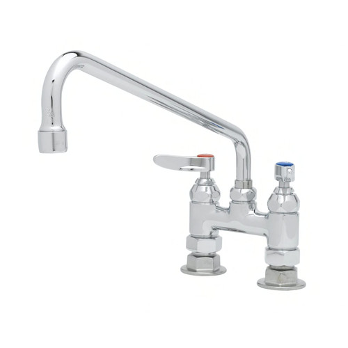 Faucet Chrome Plated Brass 12 IN Nozzle Deck Mount 4 IN Centers Eterna Cartridge 1/Each