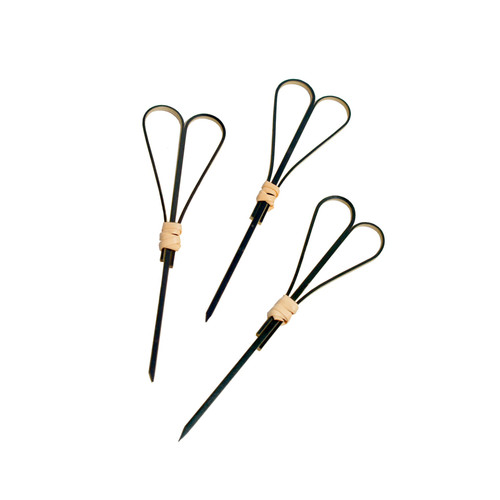 Food Looped Heart Pick 3.9 IN Bamboo Black 100 Count/Pack 20 Packs/Case 2000 Count/Case