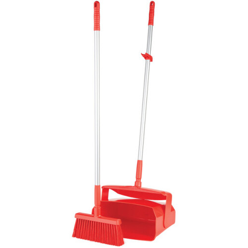 Vikan® Lobby Dust Pan 14.6X7.1X47.5 IN Red PP Anodized Aluminum Polyester 1/Each