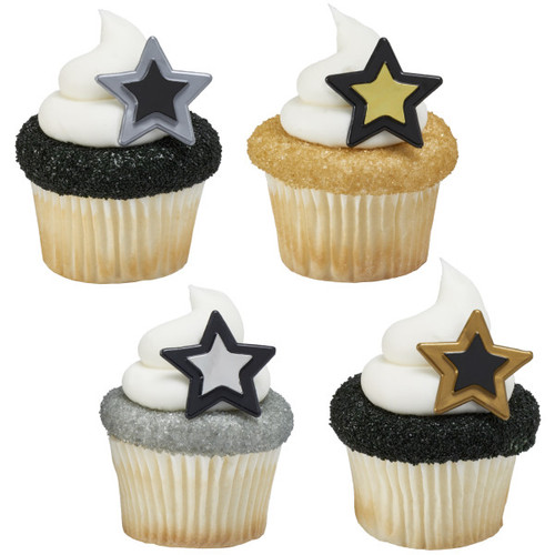 Cake & Cupcake Topper Ring Plastic Assorted Grad Star 144/Pack