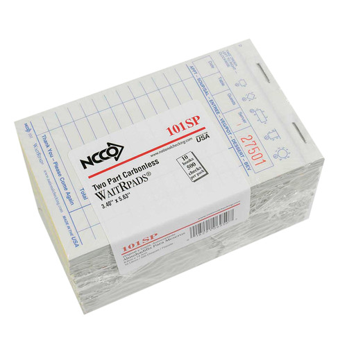Guest Check 3.25X5.63 IN 2-Point Booked Carbonless 50 Count/Box 100 Box/Case 5000 Count/Case