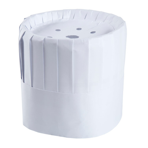 Chef Hat 7 IN White Paper Pleated Comfort Band 28 Count/Pack 1 Packs/Case 28 Count/Case