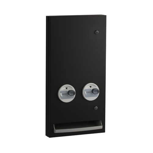 Tampon & Pad Dispenser Matte Black Stainless Steel Semi-Recessed Free Vend 1/Each