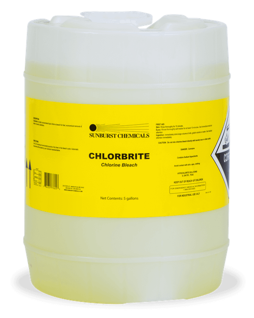 Sunburst CHLORBRITE Bleach 5 GAL Heavy Duty Concentrate Chlorinated 1/Pail
