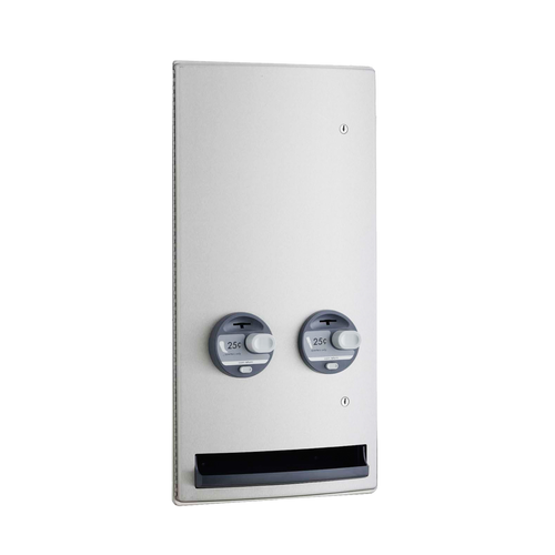 ConturaSeries® Tampon & Pad Dispenser Stainless Steel Recessed 25-Cent Operation Push Button Satin 1/Case